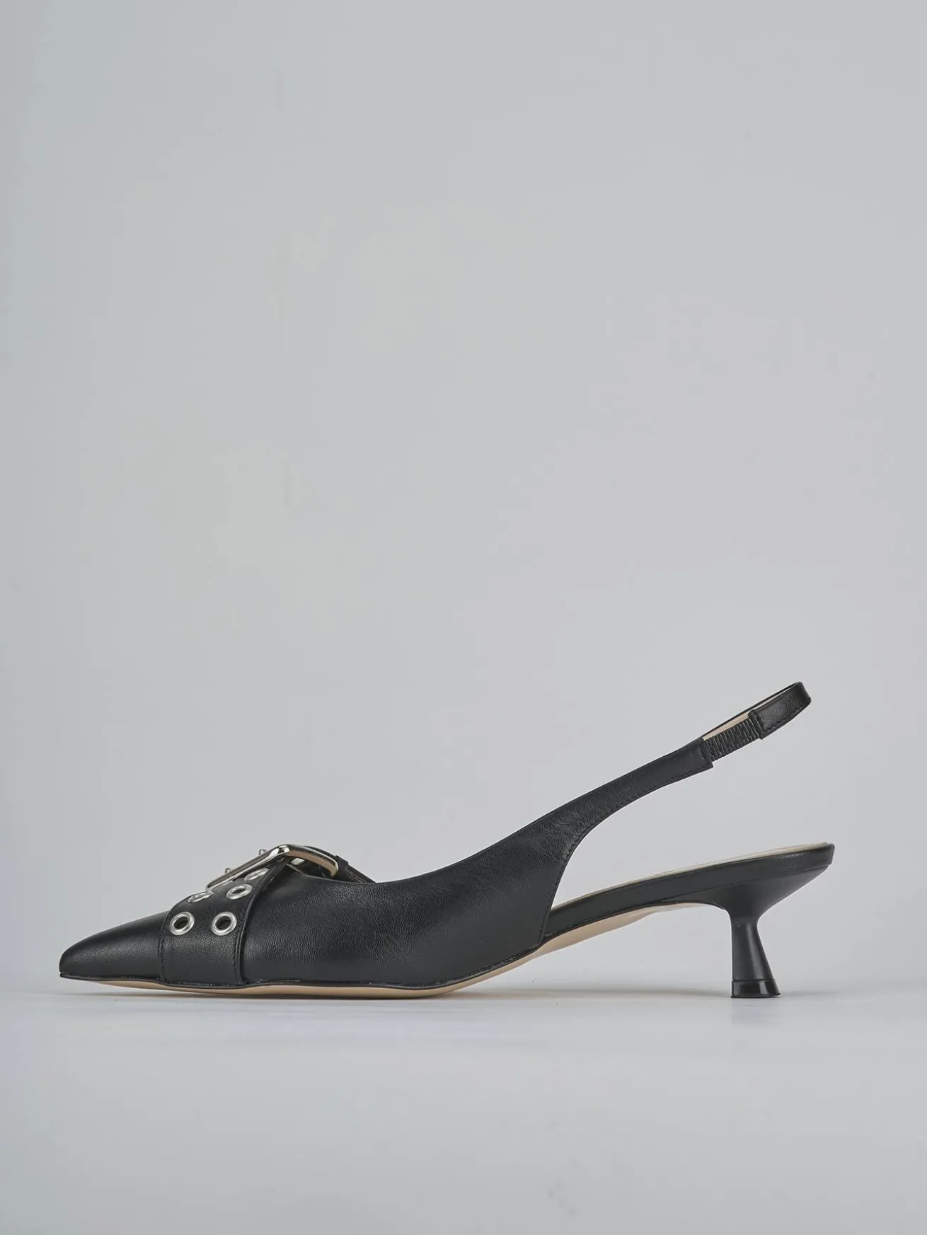 Slingback tacco 5cm pelle nero