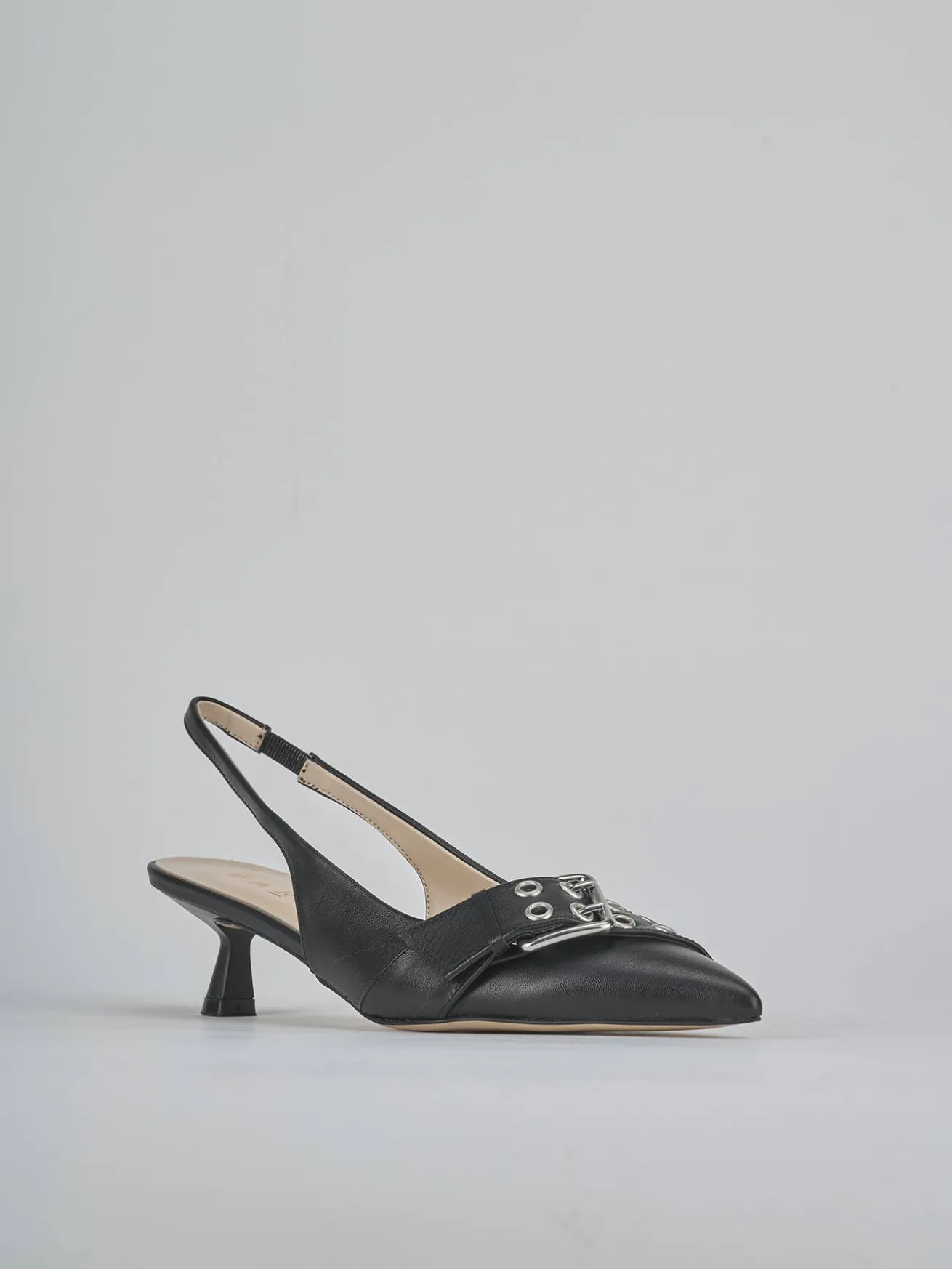 Slingback tacco 5cm pelle nero