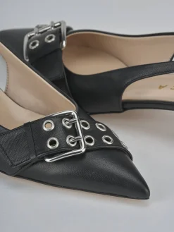 Slingback tacco 5cm pelle nero