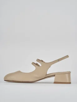 Slingback tacco 4cm pelle marrone