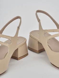 Slingback tacco 4cm pelle marrone