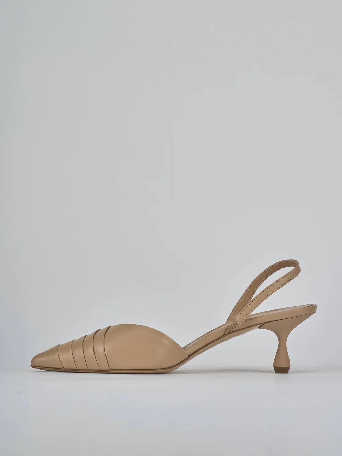 Slingback tacco 5cm pelle marrone