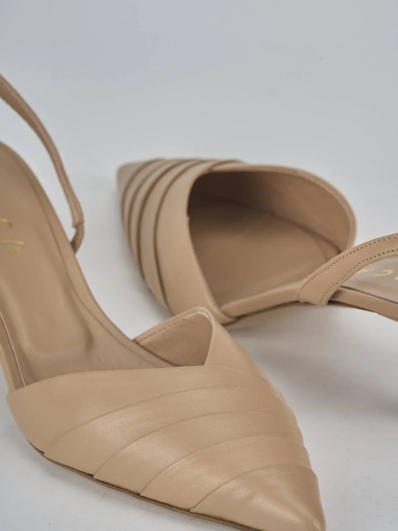 Slingback tacco 5cm pelle marrone