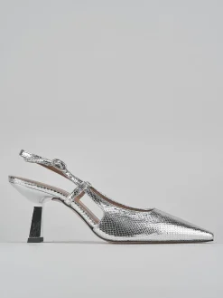 Slingback tacco 8cm pelle argento