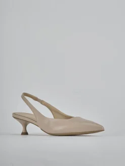 Slingback tacco 4cm pelle beige