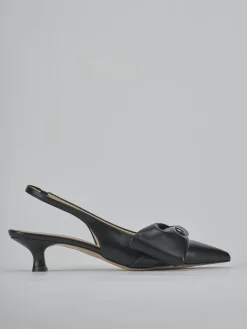 Slingback tacco 4cm pelle nero