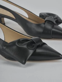 Slingback tacco 4cm pelle nero