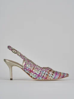 Slingback tacco 7cm pelle multicolor