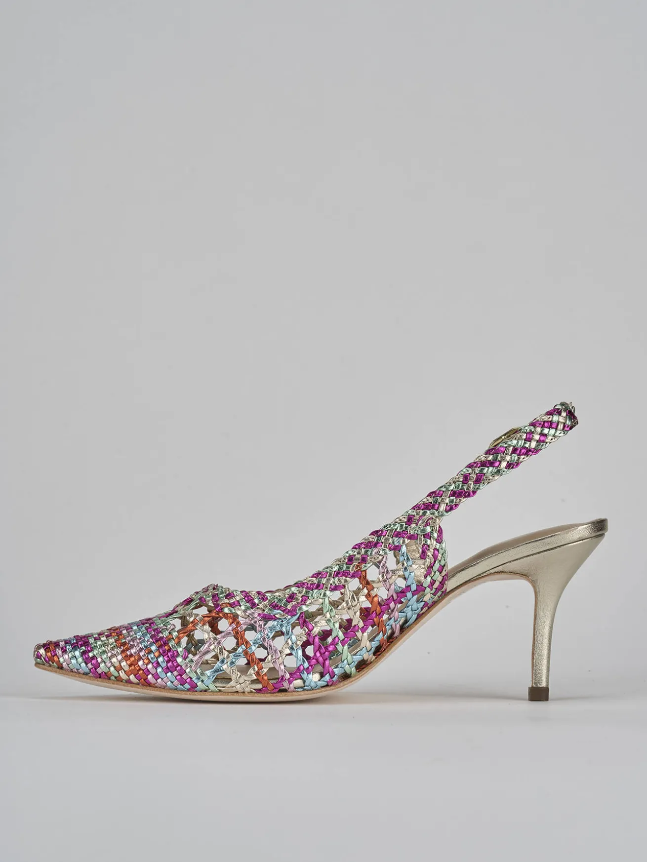 Slingback tacco 7cm pelle multicolor