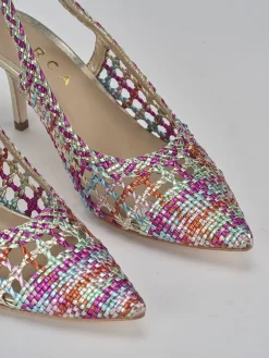 Slingback tacco 7cm pelle multicolor