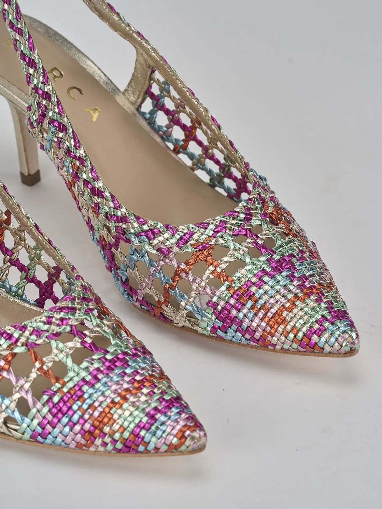Slingback tacco 7cm pelle multicolor