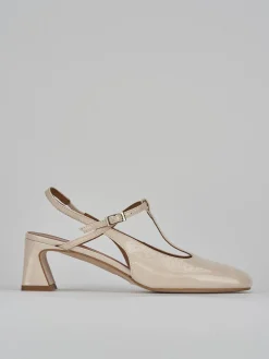 Slingback tacco 5cm pelle beige