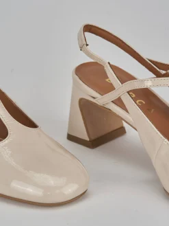 Slingback tacco 5cm pelle beige