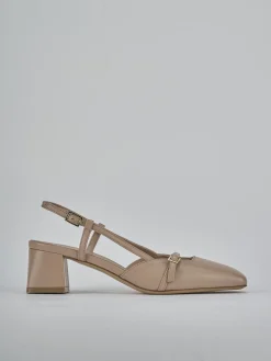 Slingback tacco 5cm pelle rosa