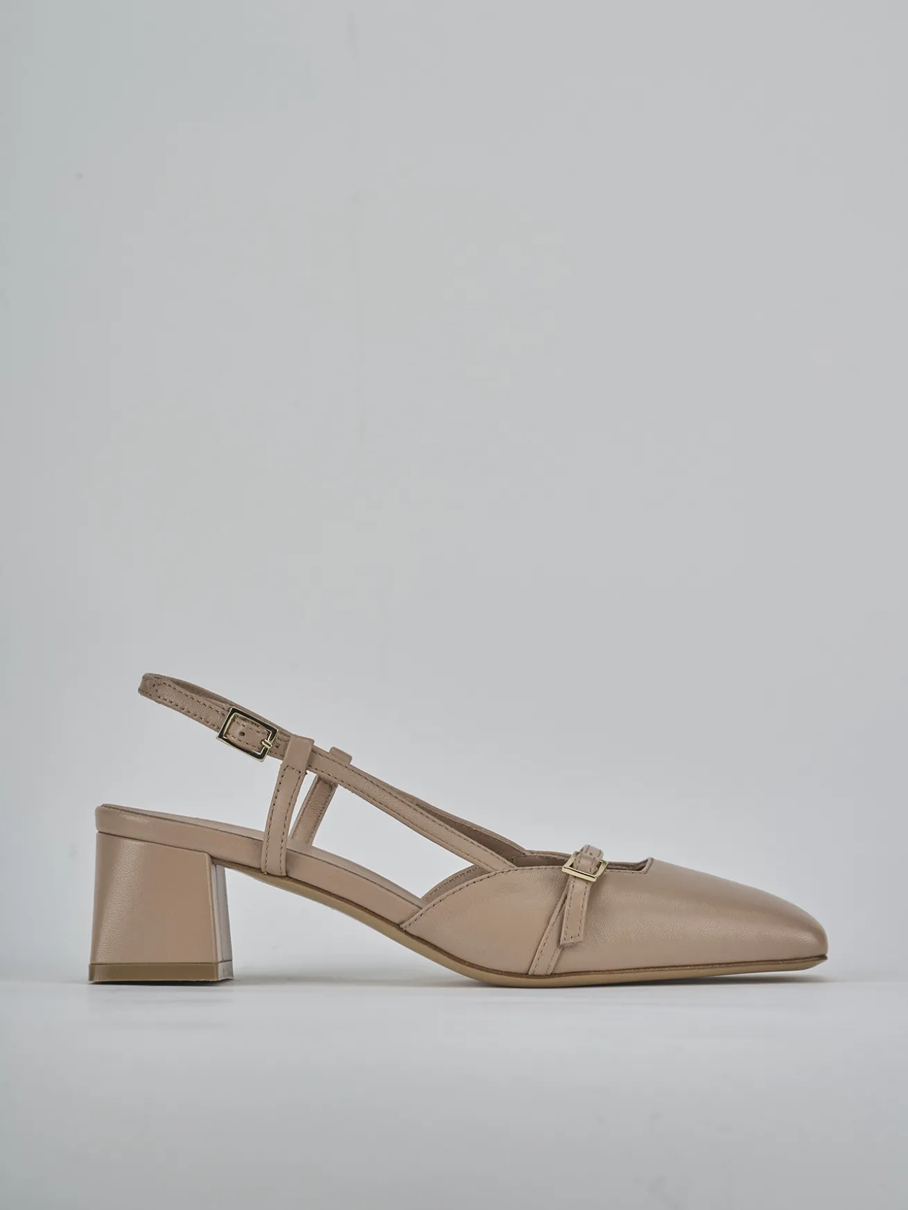 Slingback tacco 5cm pelle rosa