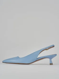 Slingback tacco 5cm pelle azzurro