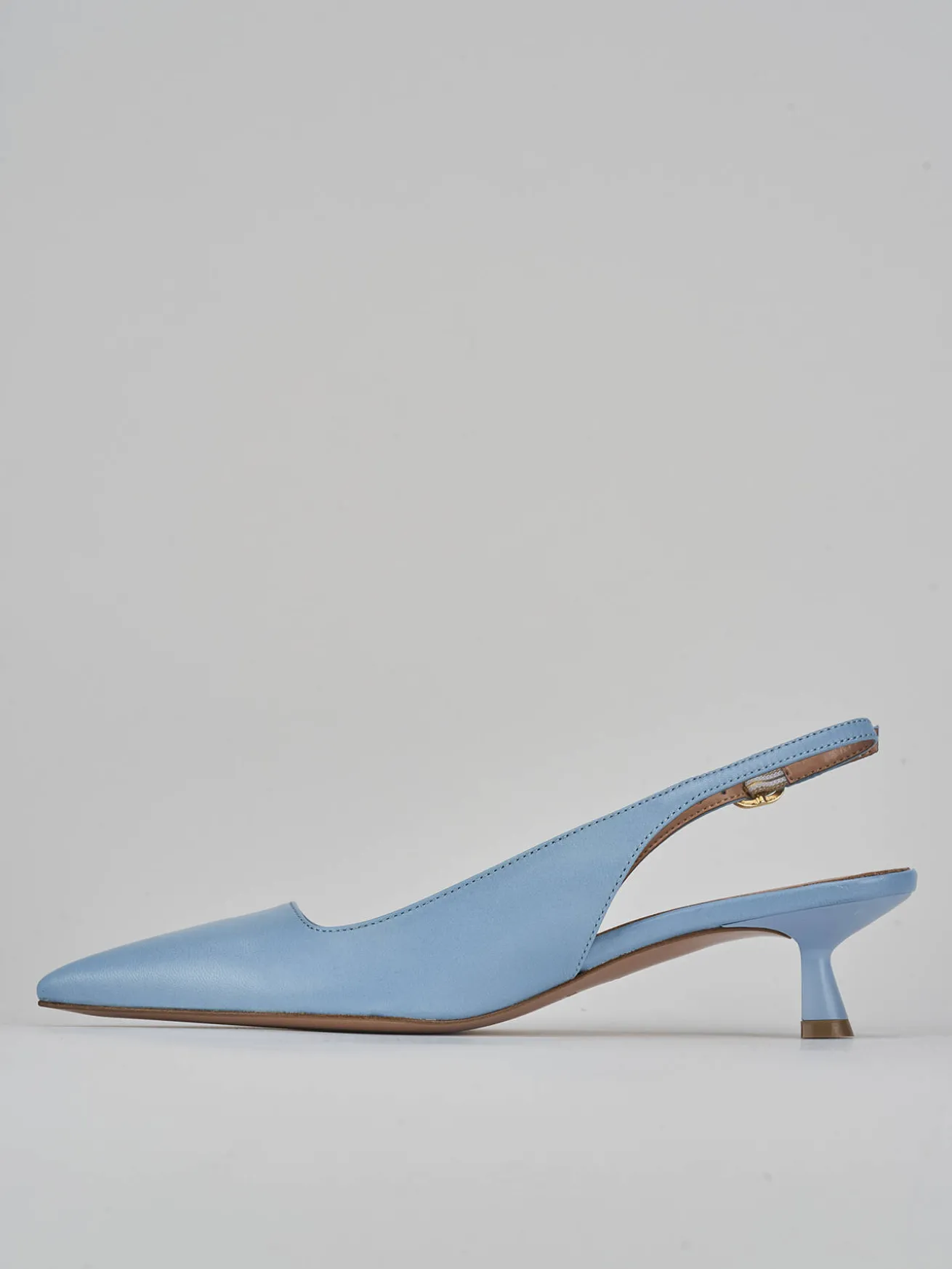 Slingback tacco 5cm pelle azzurro