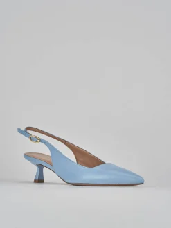 Slingback tacco 5cm pelle azzurro