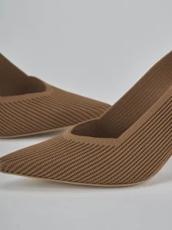 Slingback tacco 7cm pelle marrone