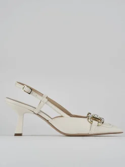 Slingback tacco 7cm pelle bianco