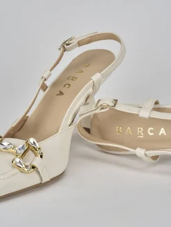 Slingback tacco 7cm pelle bianco