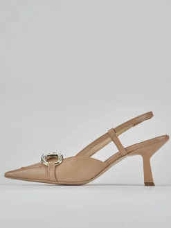 Slingback tacco 7cm pelle beige