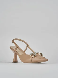 Slingback tacco 7cm pelle beige