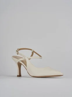 Slingback tacco 7cm pelle bianco