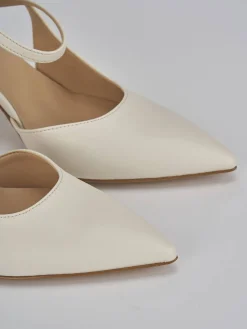 Slingback tacco 7cm pelle bianco