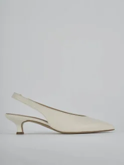 Slingback tacco 4cm pelle bianco