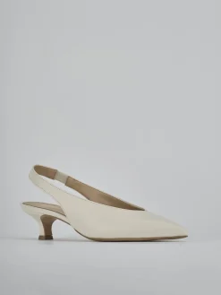 Slingback tacco 4cm pelle bianco