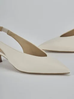 Slingback tacco 4cm pelle bianco