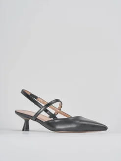 Slingback tacco 5cm pelle nero