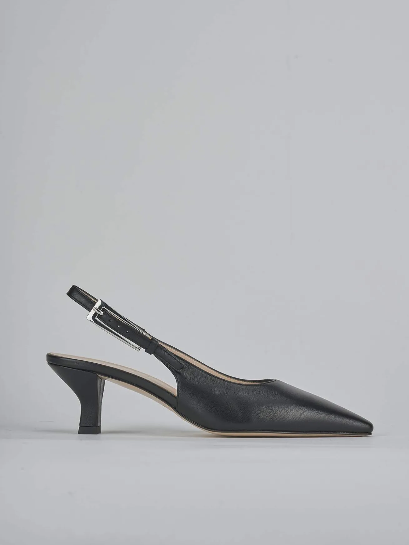 Slingback tacco 6cm pelle nero