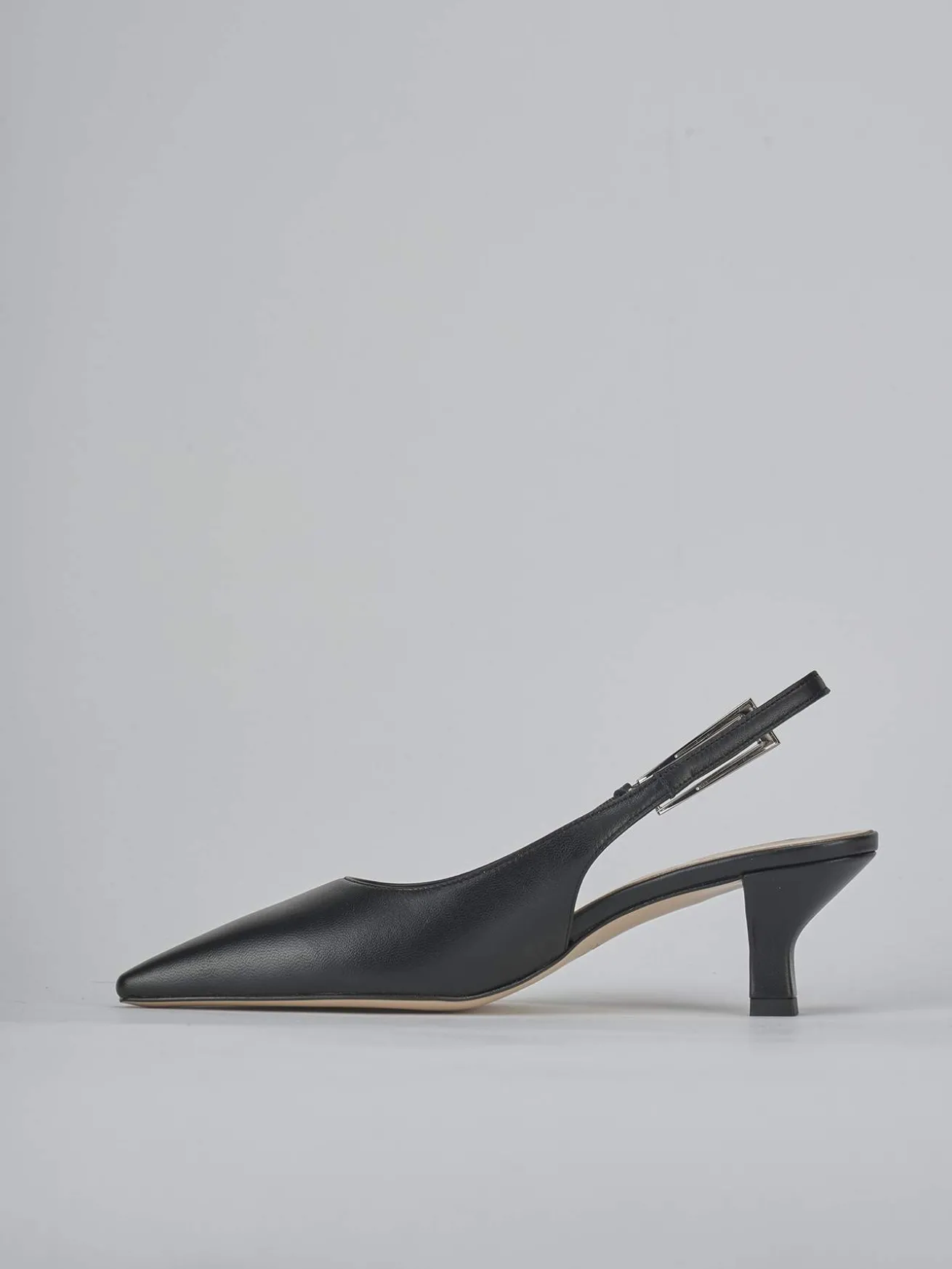 Slingback tacco 6cm pelle nero