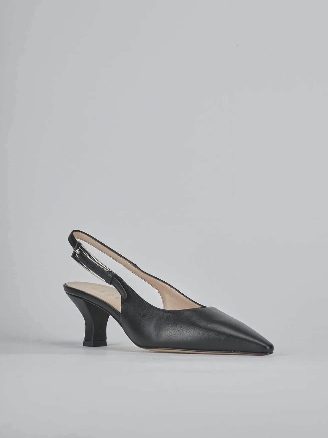 Slingback tacco 6cm pelle nero