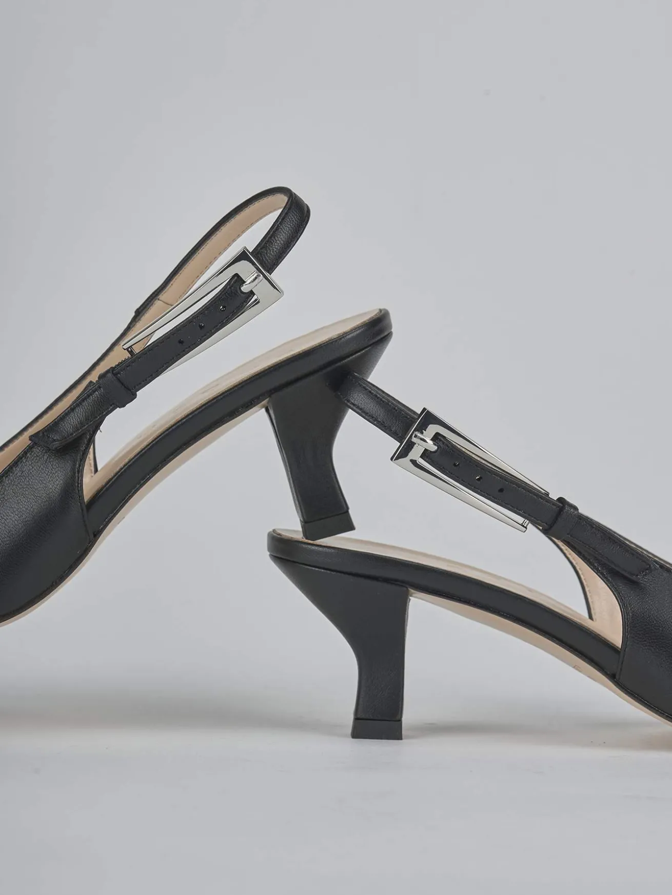 Slingback tacco 6cm pelle nero