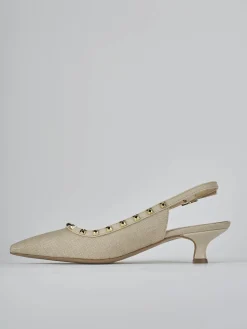 Slingback tacco 4cm pelle beige