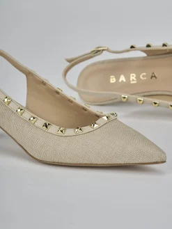 Slingback tacco 4cm pelle beige