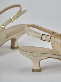 Slingback tacco 4cm pelle beige