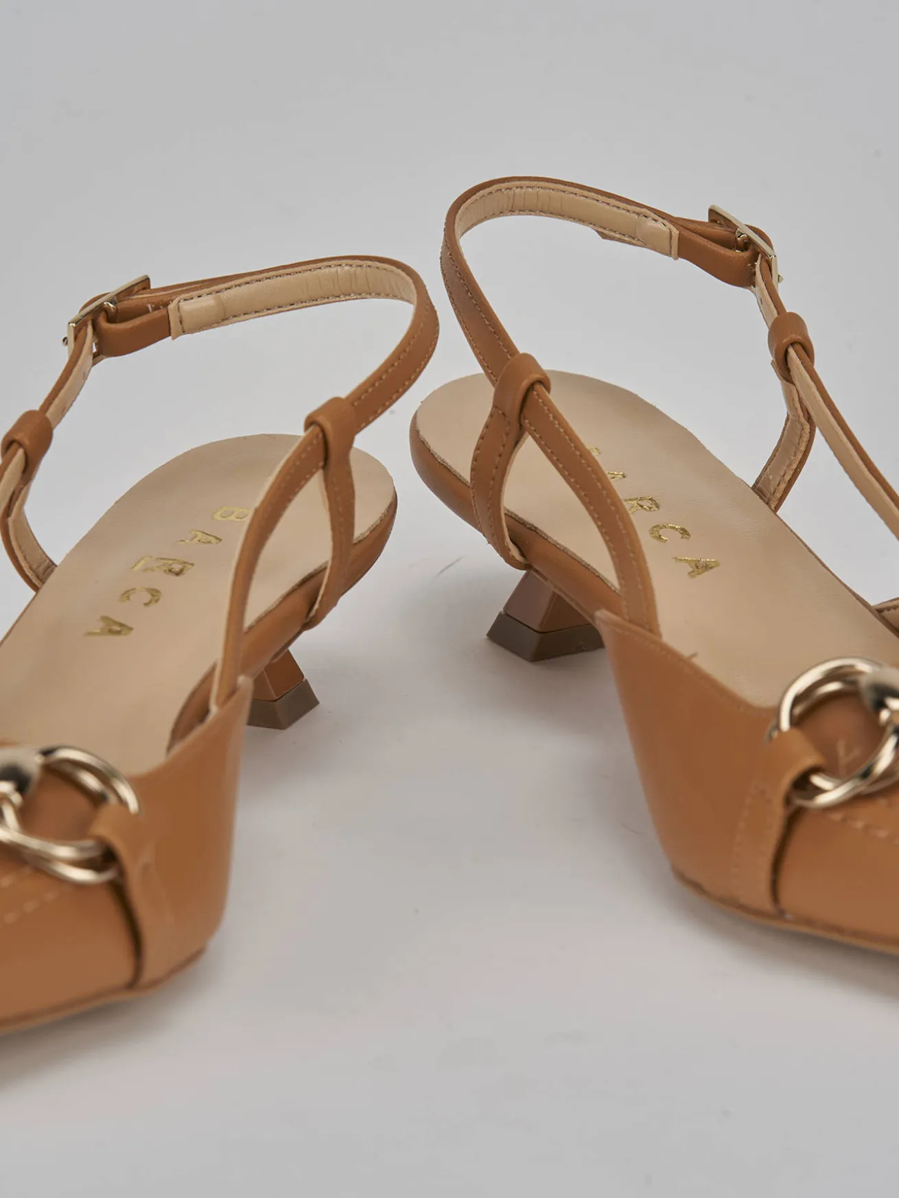 Slingback tacco 3cm pelle marrone