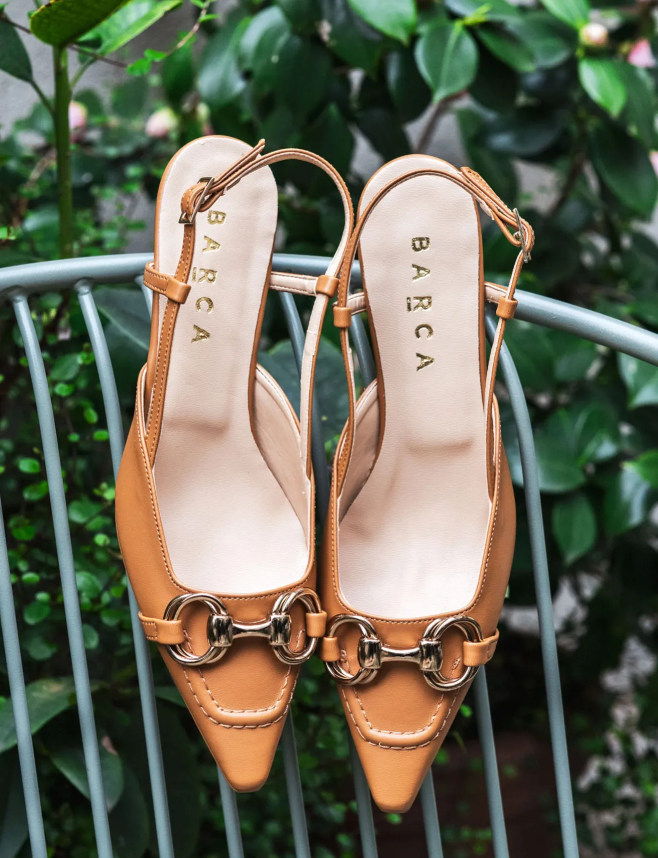 Slingback tacco 3cm pelle marrone