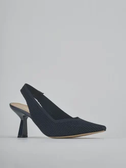 Slingback tacco 7cm pelle blu