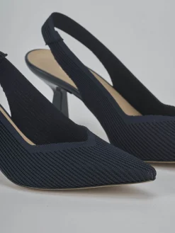 Slingback tacco 7cm pelle blu