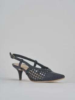 Slingback tacco 5cm pelle blu