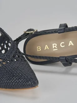 Slingback tacco 5cm pelle blu