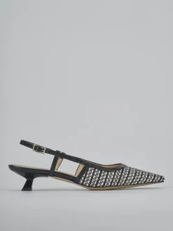 Slingback tacco 4cm pelle nero