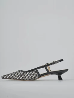 Slingback tacco 4cm pelle nero