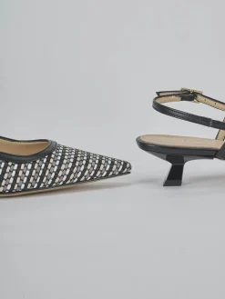 Slingback tacco 4cm pelle nero