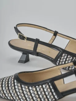 Slingback tacco 4cm pelle nero